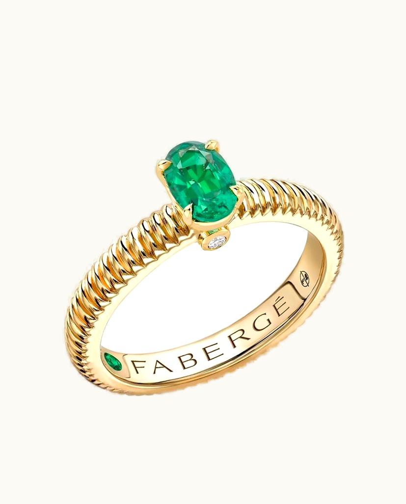 Faberge Faberge Colours Of Love Yellow Gold Emerald Fluted Ring
