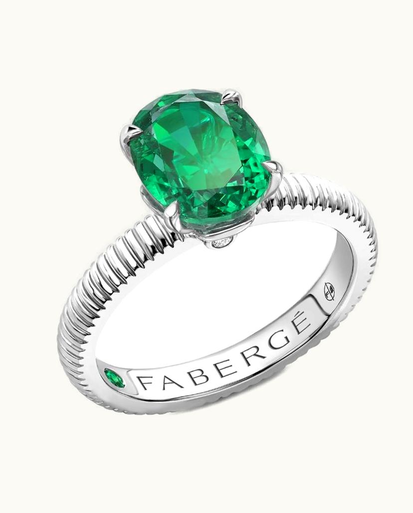 Faberge Faberge Colours Of Love White Gold Emerald Fluted Ring