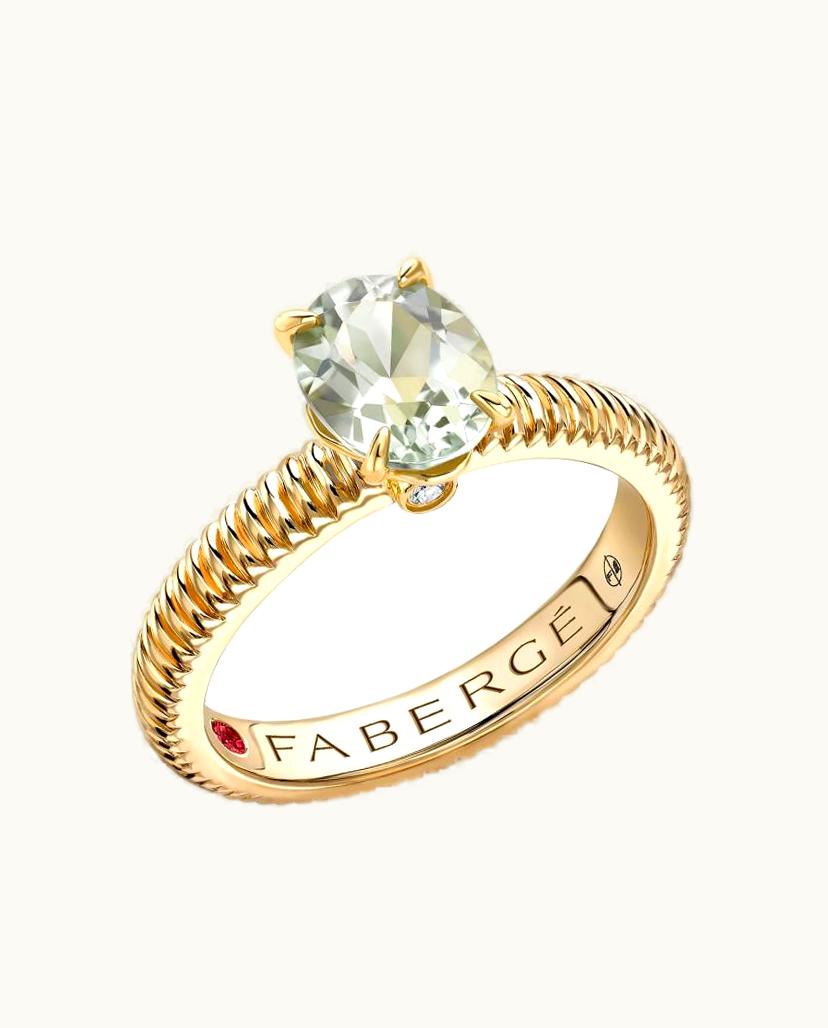 Faberge Faberge Colours Of Love Yellow Gold Green Tourmaline Fluted Ring UZ0178833