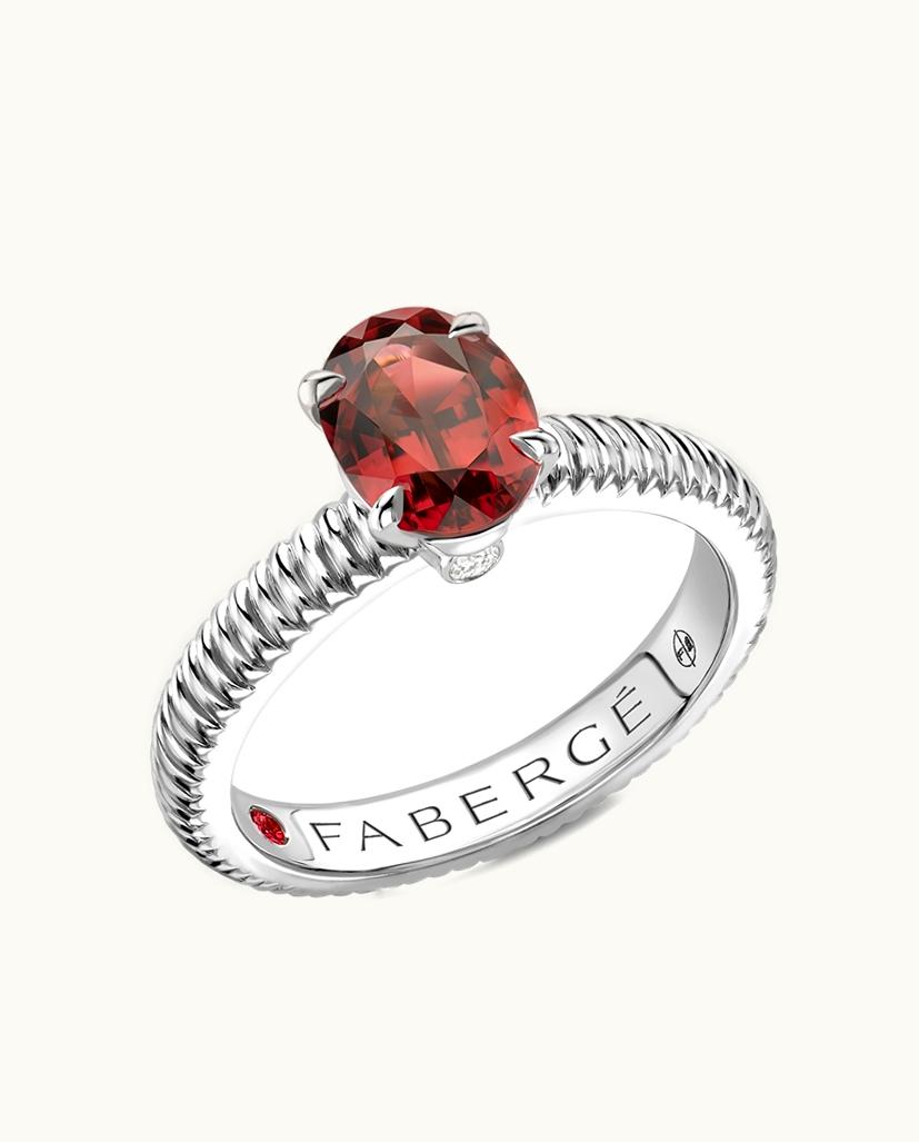 Faberge Faberge Colours Of Love Sterling Silver Rhodolite Fluted Ring