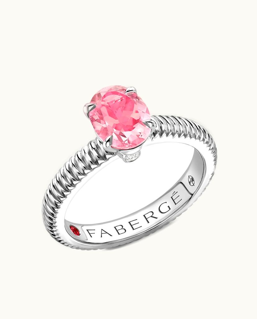 Faberge Faberge Colours Of Love Sterling Silver Pink Tourmaline Fluted Ring
