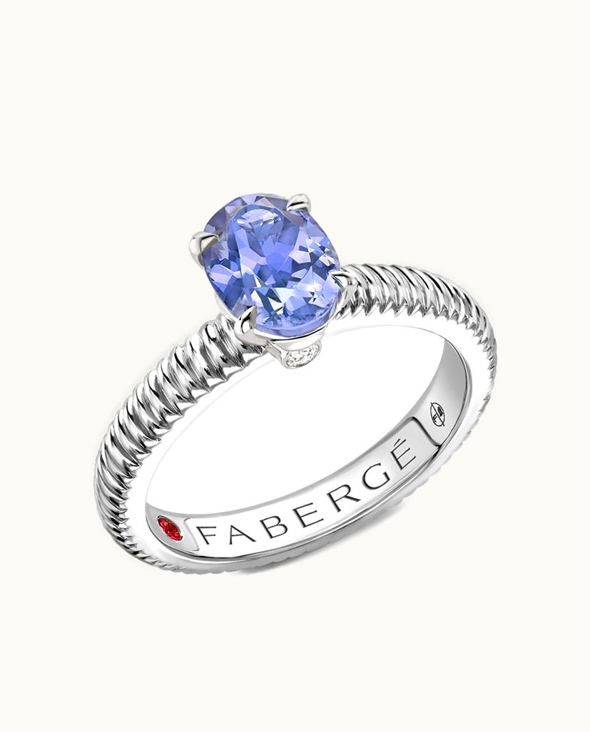 Faberge Faberge Colours Of Love Sterling Silver Tanzanite Fluted Ring