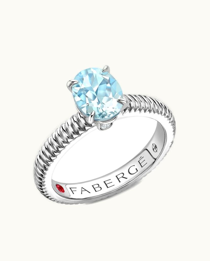 Faberge Faberge Colours Of Love White Gold Aquamarine Fluted Ring