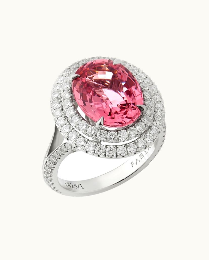 Faberge Faberge Colours Of Love Platinum 5.46Ct Oval Spinel Halo Ring Set With Diamonds
