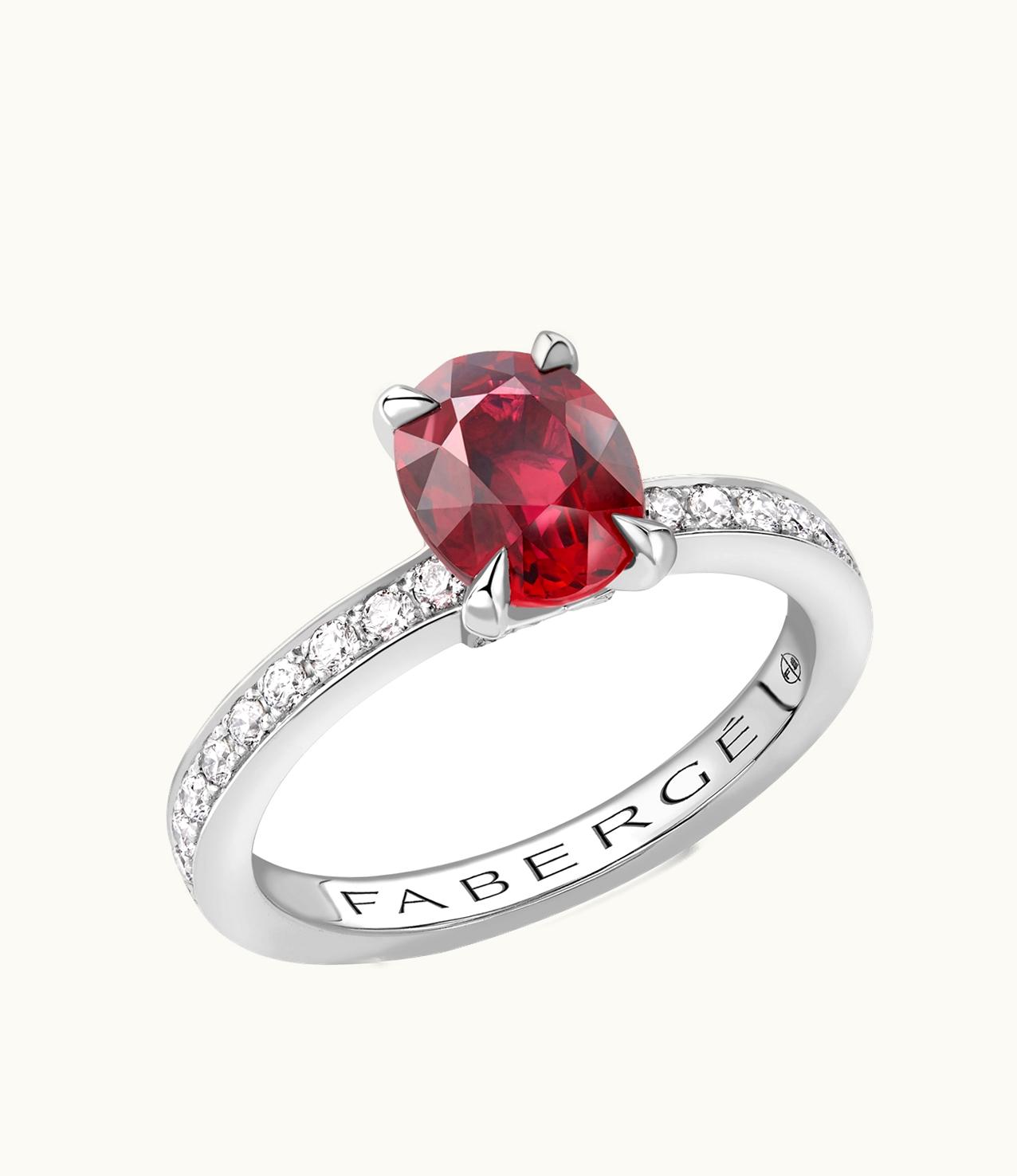 Faberge Faberge Colours Of Love Platinum Ruby Ring With Diamond Shoulders
