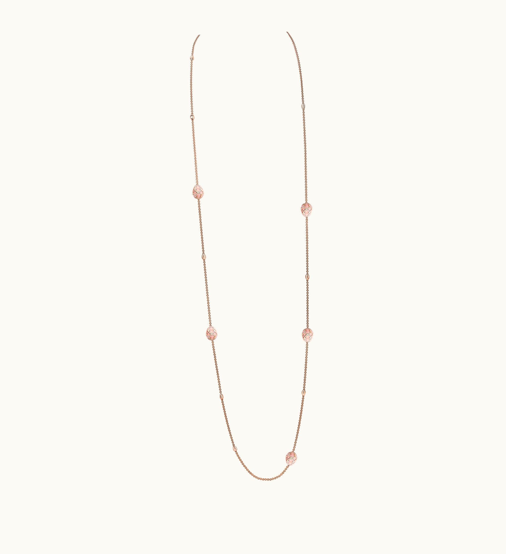 Faberge Faberge Heritage Rose Gold Diamond & Pink Guilloché Enamel Sautoir Necklace