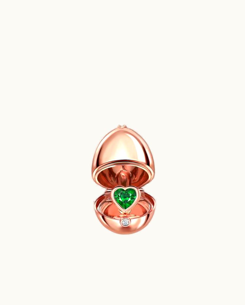 Faberge Faberge Fabergé Essence Rose Gold Emerald Heart Surprise Locket