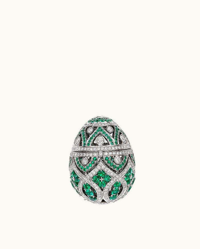 Faberge Faberge Fabergé Imperial Zenya White Gold & Emerald Egg Pendant