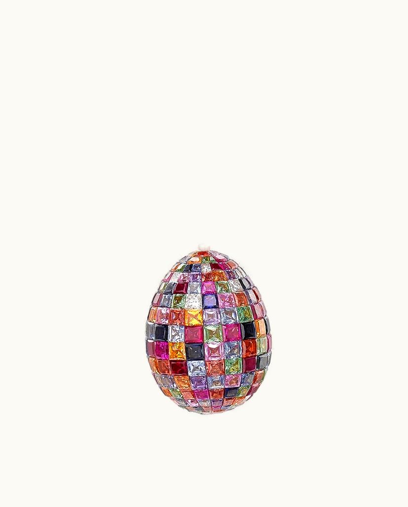 Faberge Faberge Fabergé Imperial Yellow Gold Mosaic Ruby, Sapphire & Diamond Egg Pendant