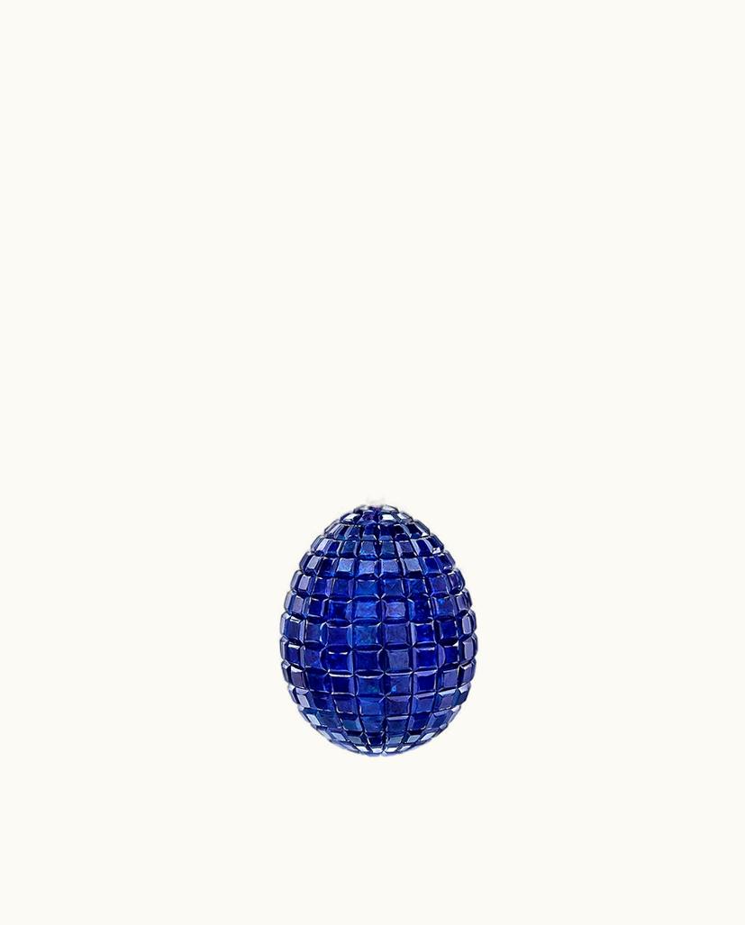 Faberge Faberge Fabergé Imperial White Gold Mosaic Blue Sapphire Egg Pendant