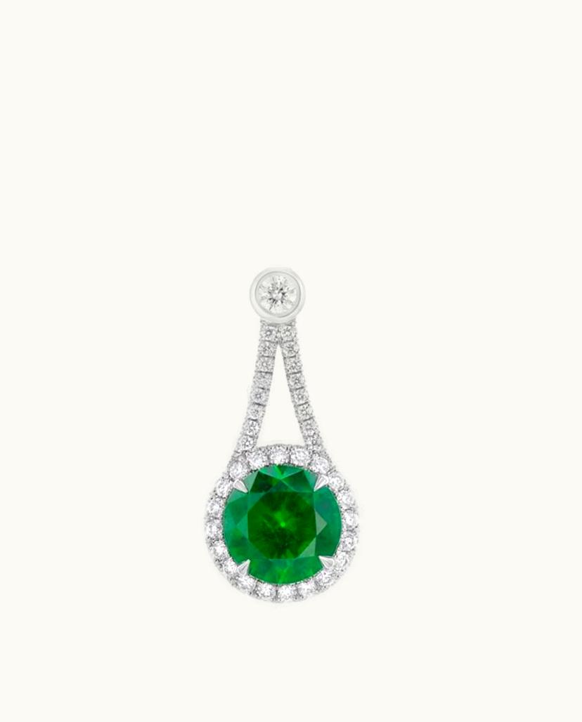 Faberge Faberge Colours Of Love Platinum Demantoid Garnet With Diamond Halo Drop Pendant