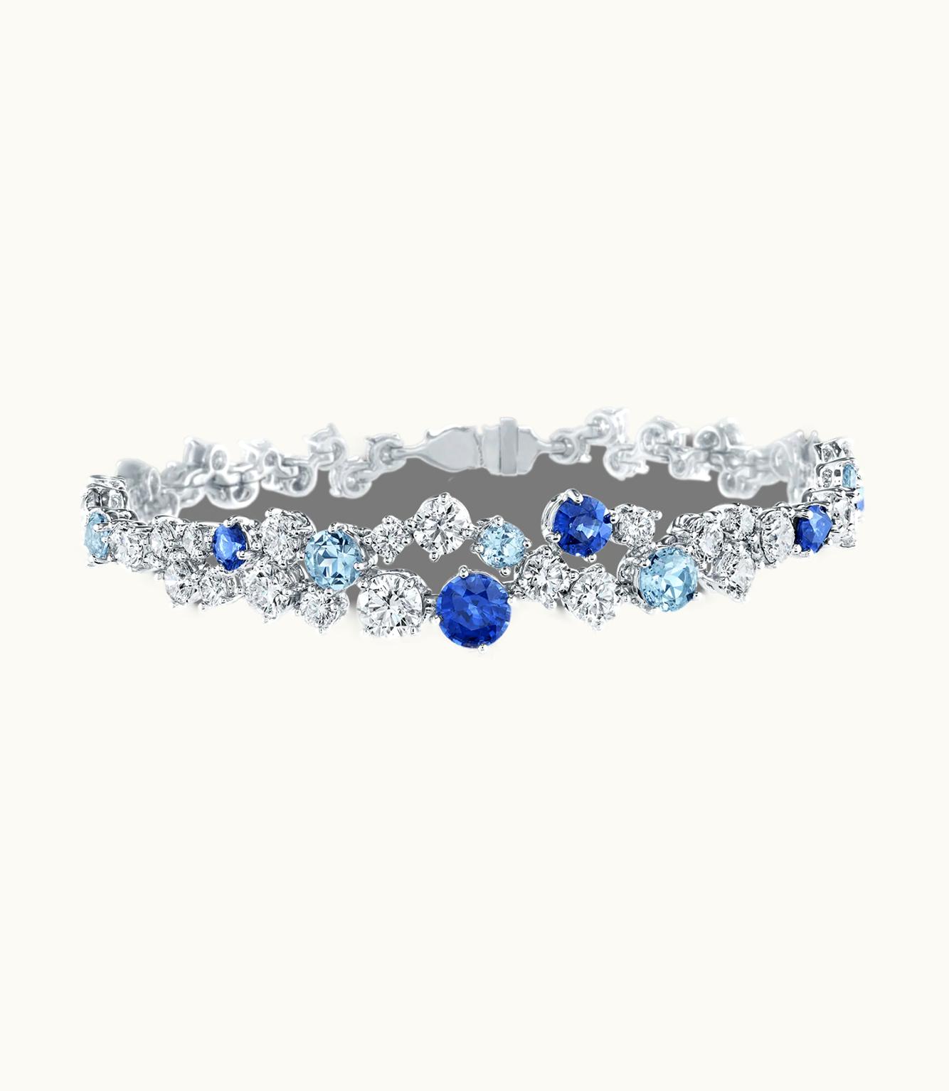 Harry Winston Harry Winston Sparkling Cluster Sapphire, Aquamarine And Diamond Bracelet