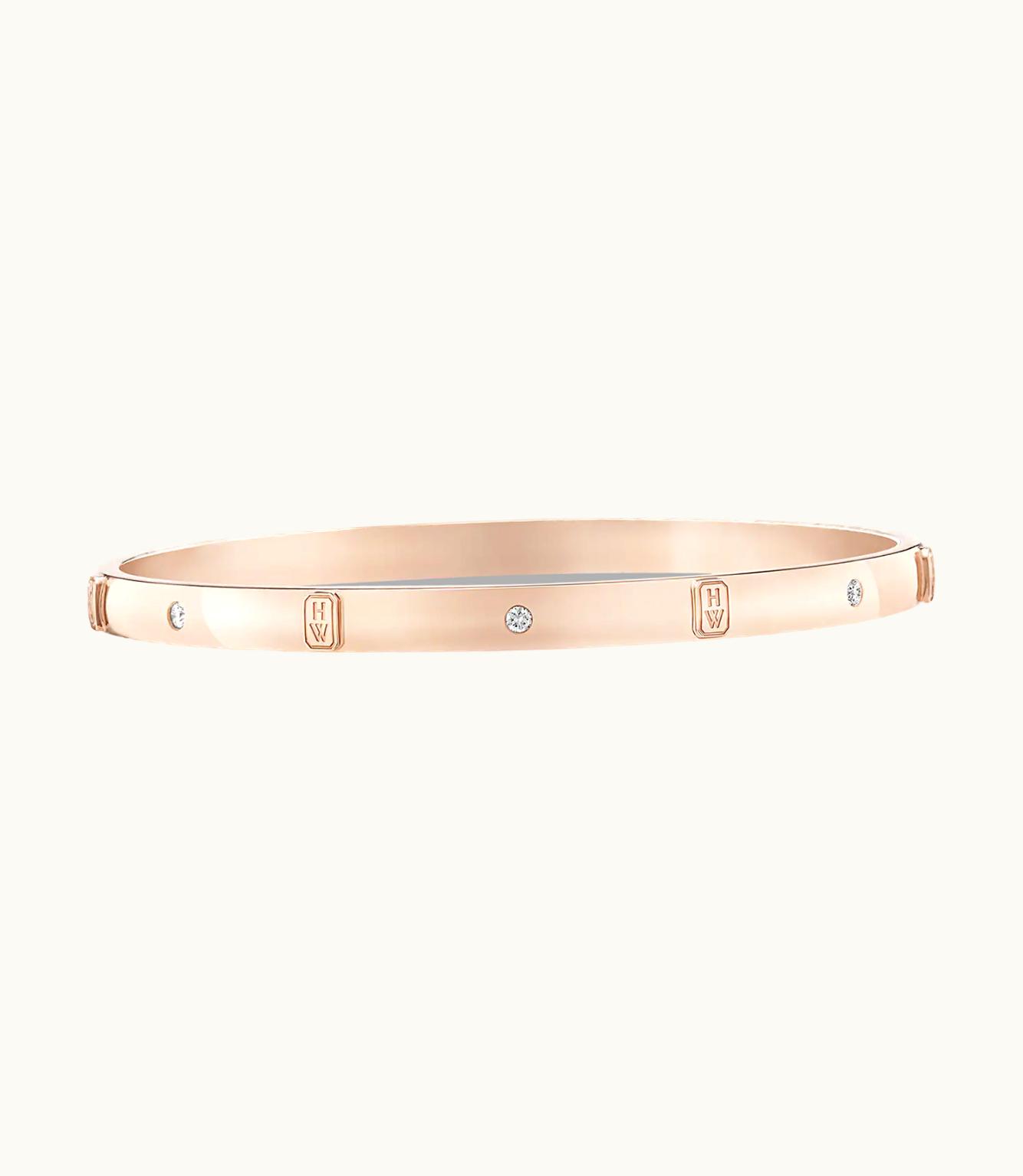 Harry Winston Harry Winston HW Logo Rose Gold Accent Diamond Bangle Bracelet
