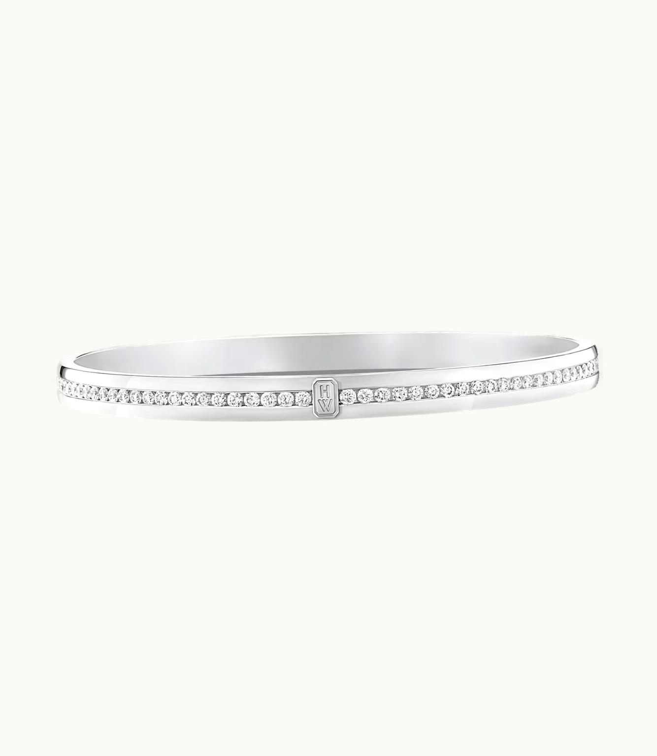 Harry Winston Harry Winston HW Logo White Gold Diamond Bangle Bracelet