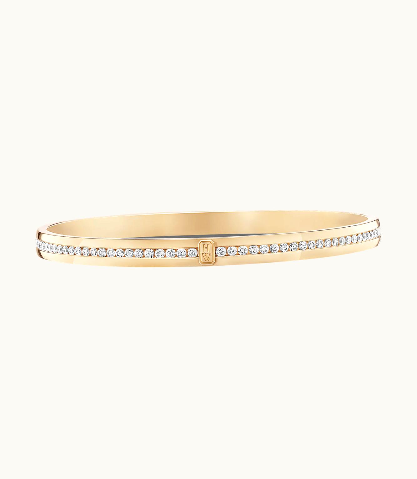 Harry Winston Harry Winston HW Logo Yellow Gold Diamond Bangle Bracelet
