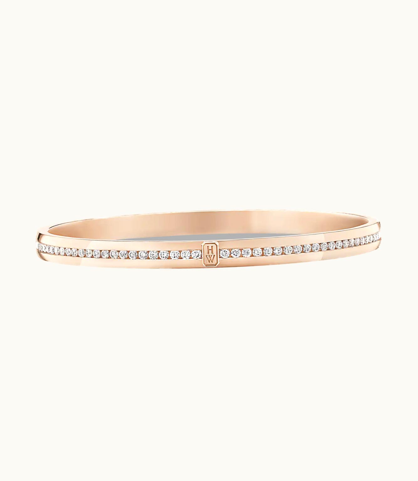 Harry Winston Harry Winston HW Logo Rose Gold Diamond Bangle Bracelet