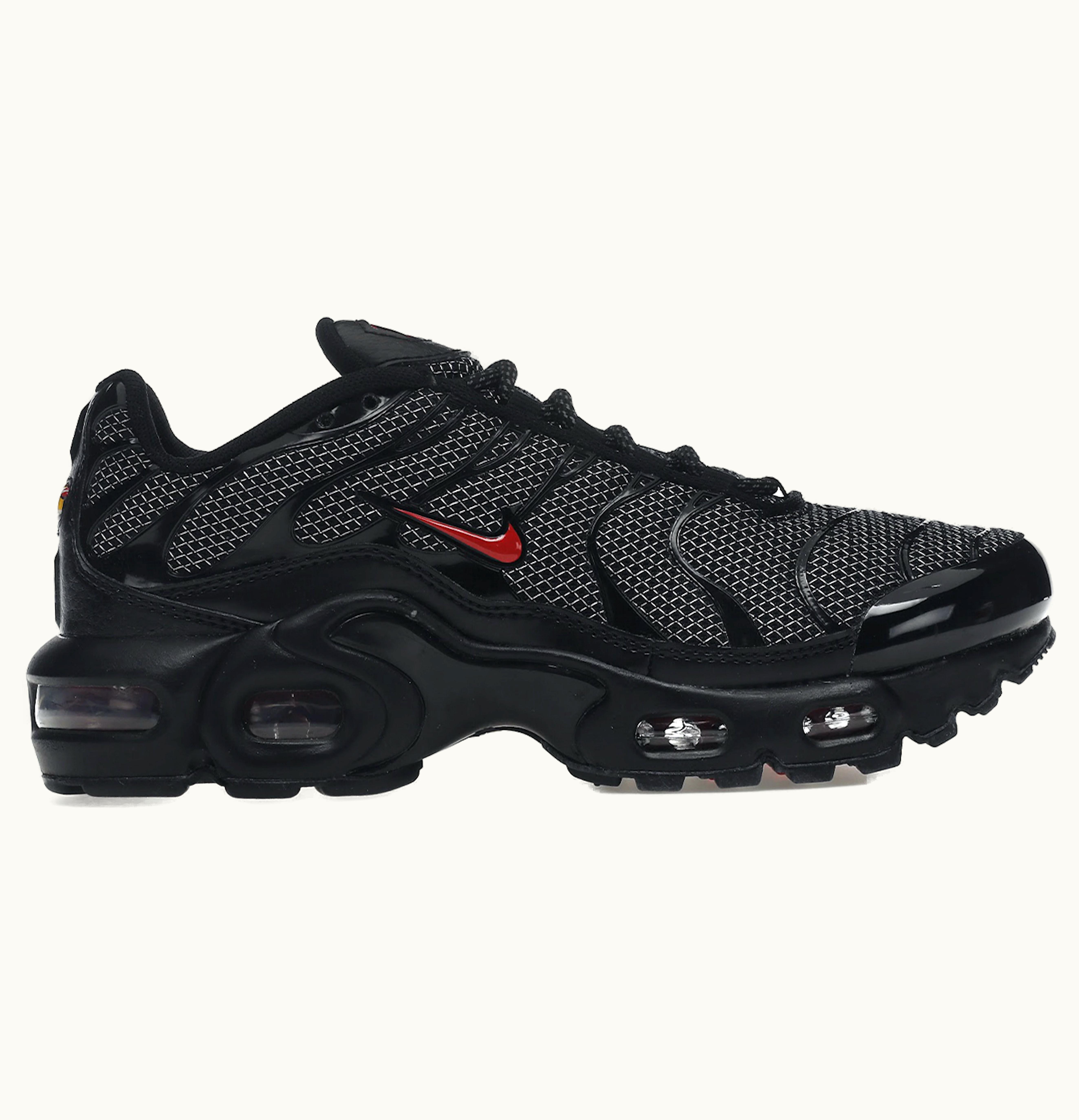 Nike Nike Air Max Plus Black University Red Reflective Silver GS