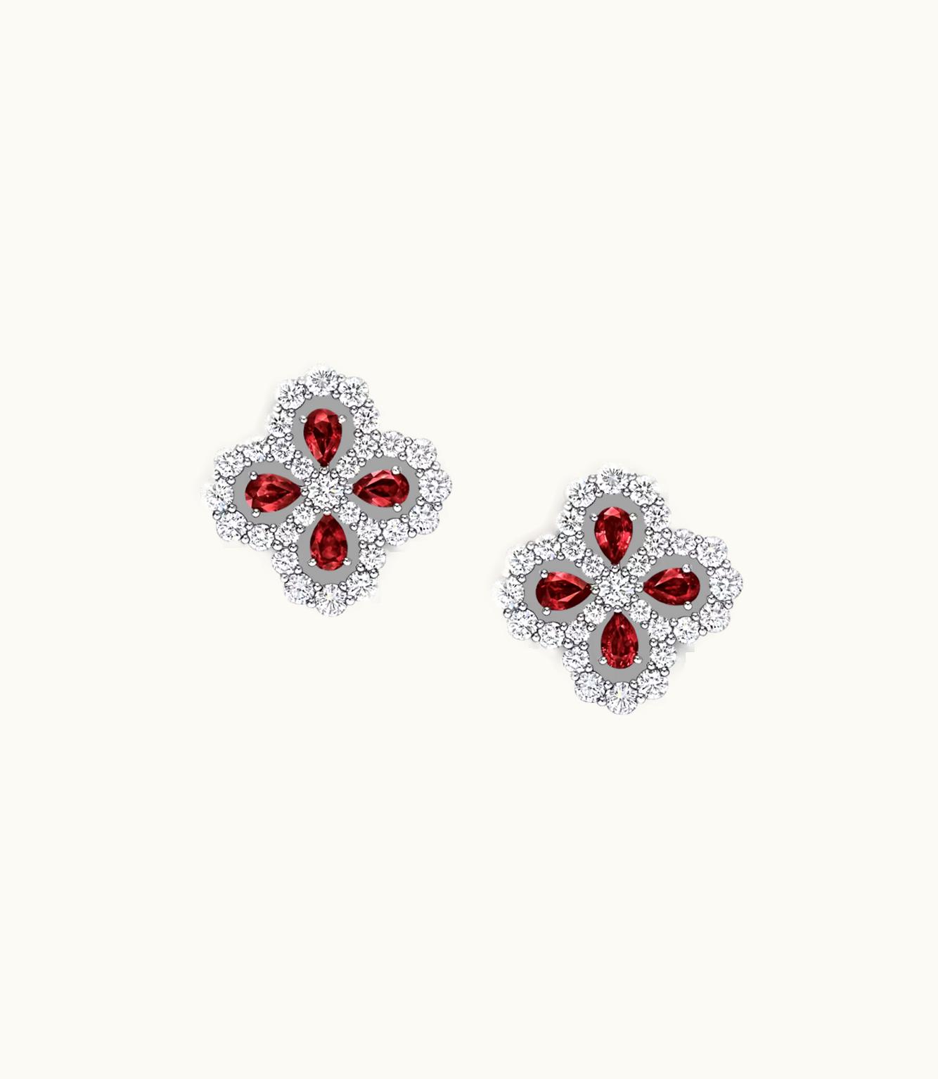 Harry Winston Harry Winston Diamond Loop Full Motif Ruby And Diamond Earrings