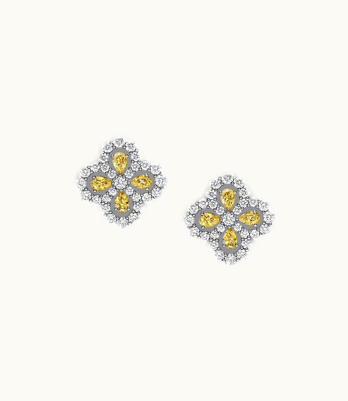 Harry Winston Harry Winston Diamond Loop Full Motif Yellow Sapphire And Diamond Earrings