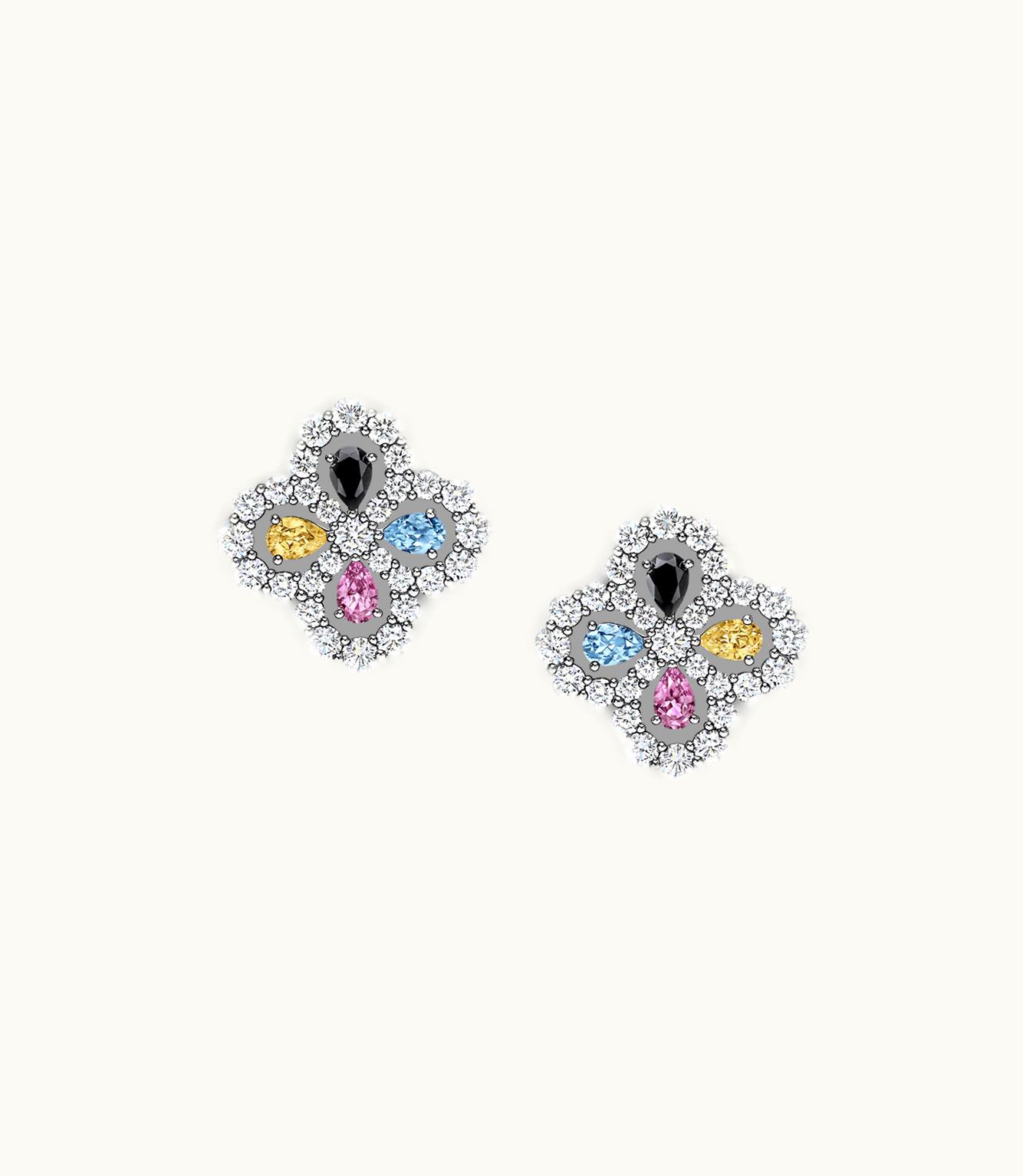 Harry Winston Harry Winston Diamond Loop Full Motif Multi Color Stone And Diamond Earrings