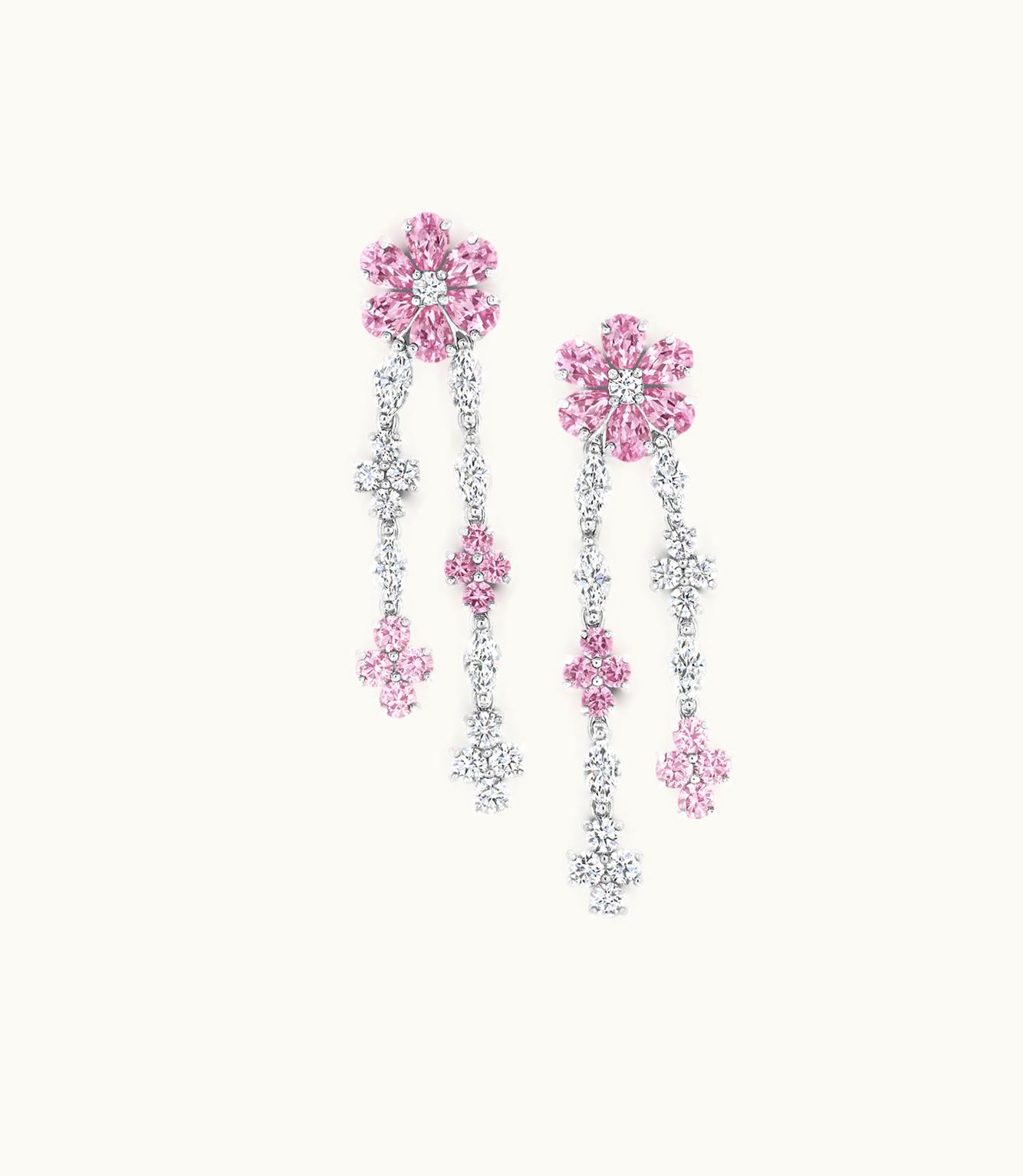 Harry Winston Harry Winston Forget-Me-Not Pink Sapphire And Diamond Drop Earrings