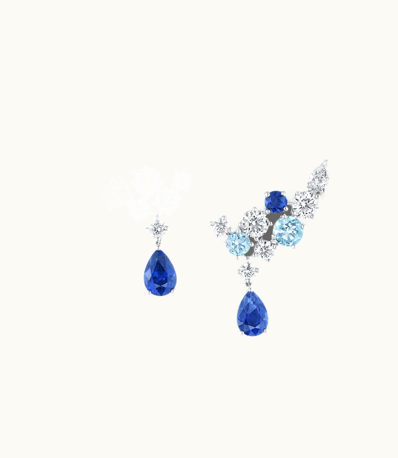 Harry Winston Harry Winston Sparkling Cluster Sapphire, Aquamarine And Diamond Earrings