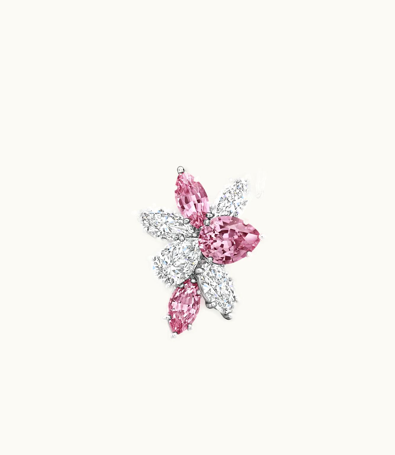 Harry Winston Harry Winston Cluster Pink Sapphire And Diamond Pendant