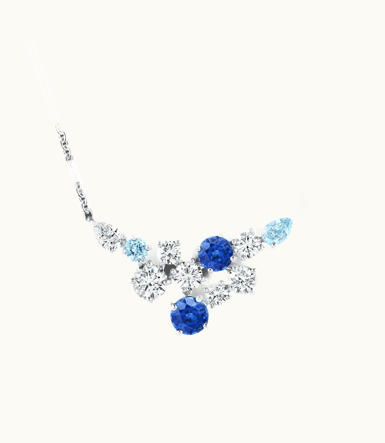 Harry Winston Harry Winston Sparkling Cluster Sapphire, Aquamarine And Diamond Pendant