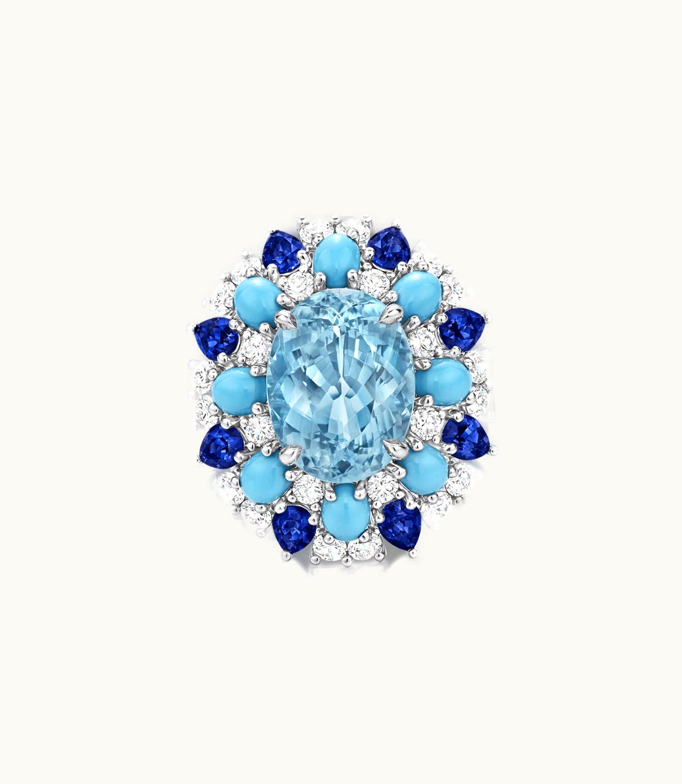 Harry Winston Harry Winston Candy Paraiba Tourmaline Ring With Sapphires, Turquoise And Diamonds