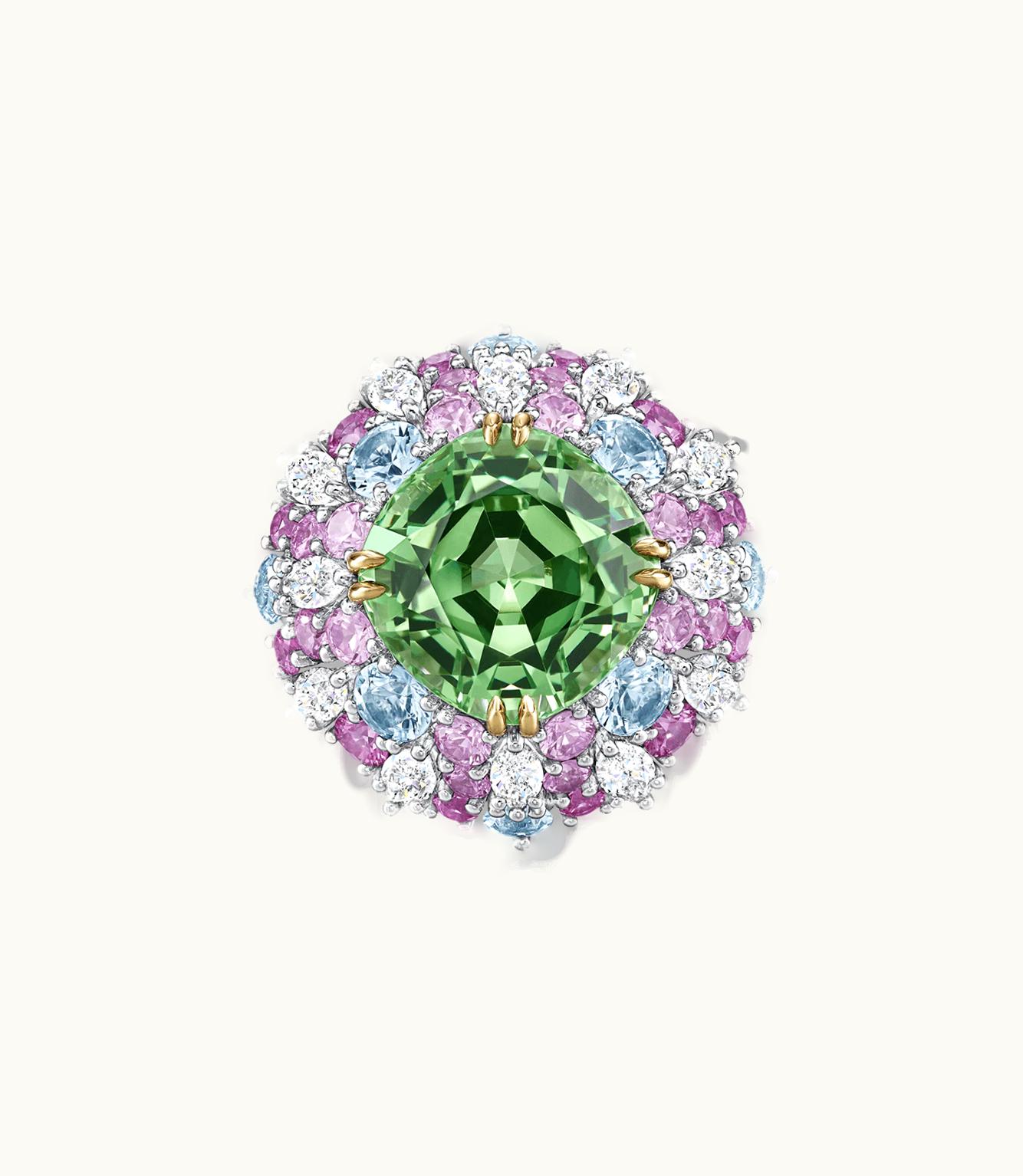 Harry Winston Harry Winston Candy Tsavorite Garnet Ring With Sapphires, Aquamarines And Diamonds