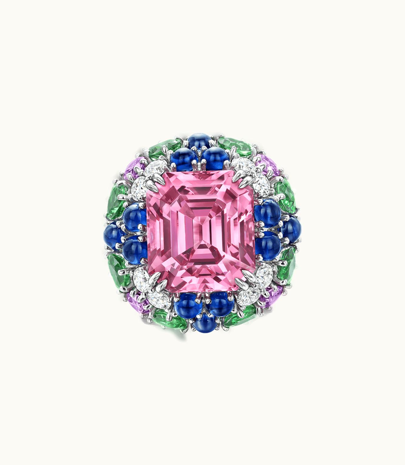 Harry Winston Harry Winston Candy Purplish Pink Spinel Ring With Sapphires, Tsavorite Garnets And Diamonds