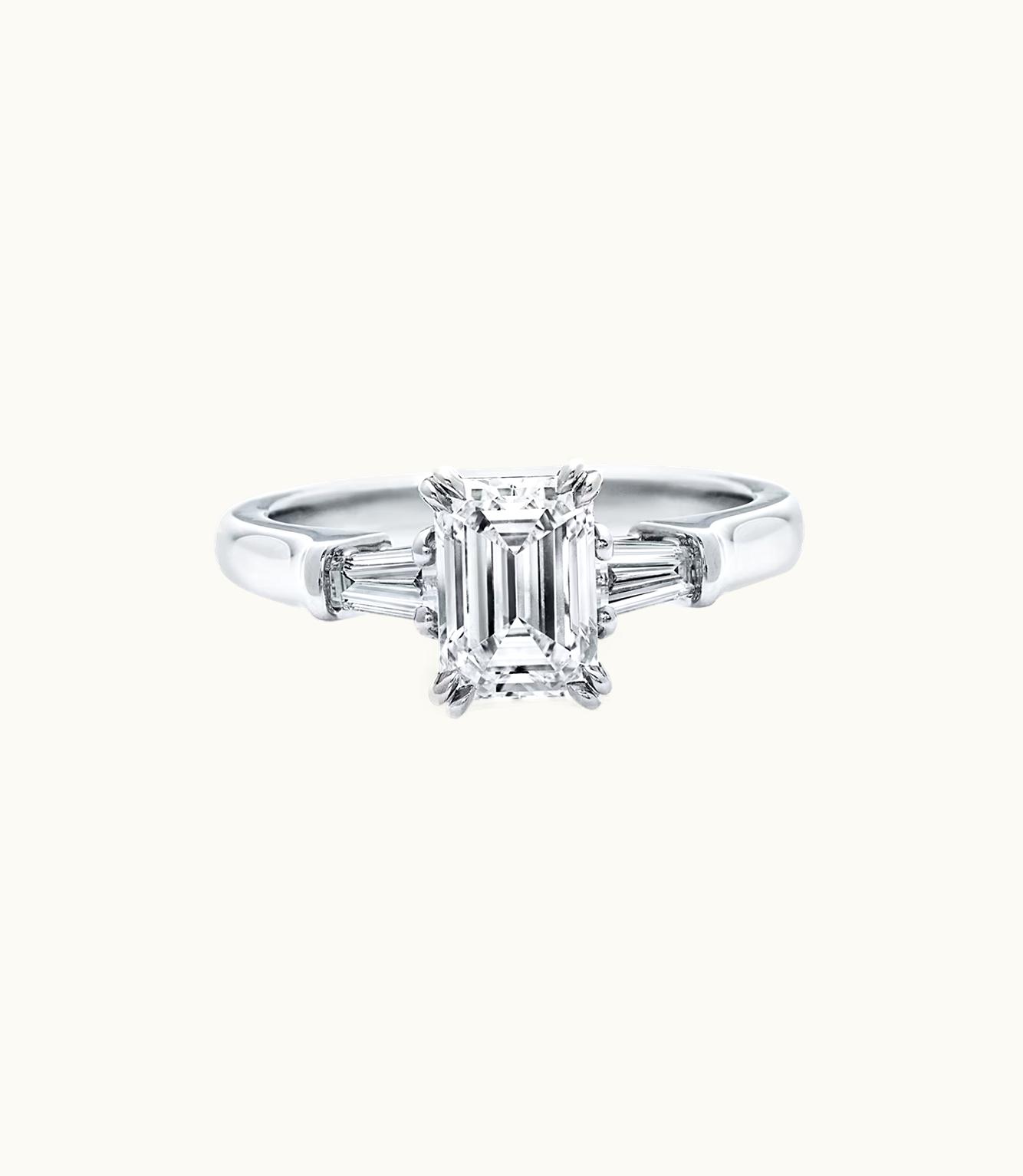 Harry Winston Harry Winston Classic Winston Emerald-Cut Engagement Ring With Tapered Baguette Side Stones
