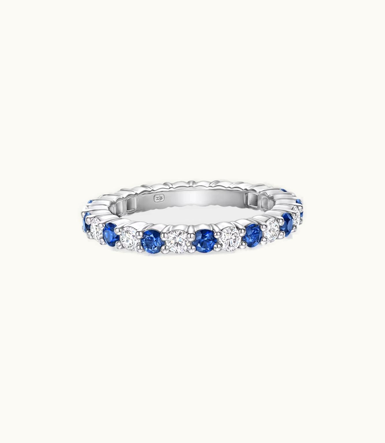 Harry Winston Prong-Set Round Brilliant Sapphire And Diamond Wedding Band