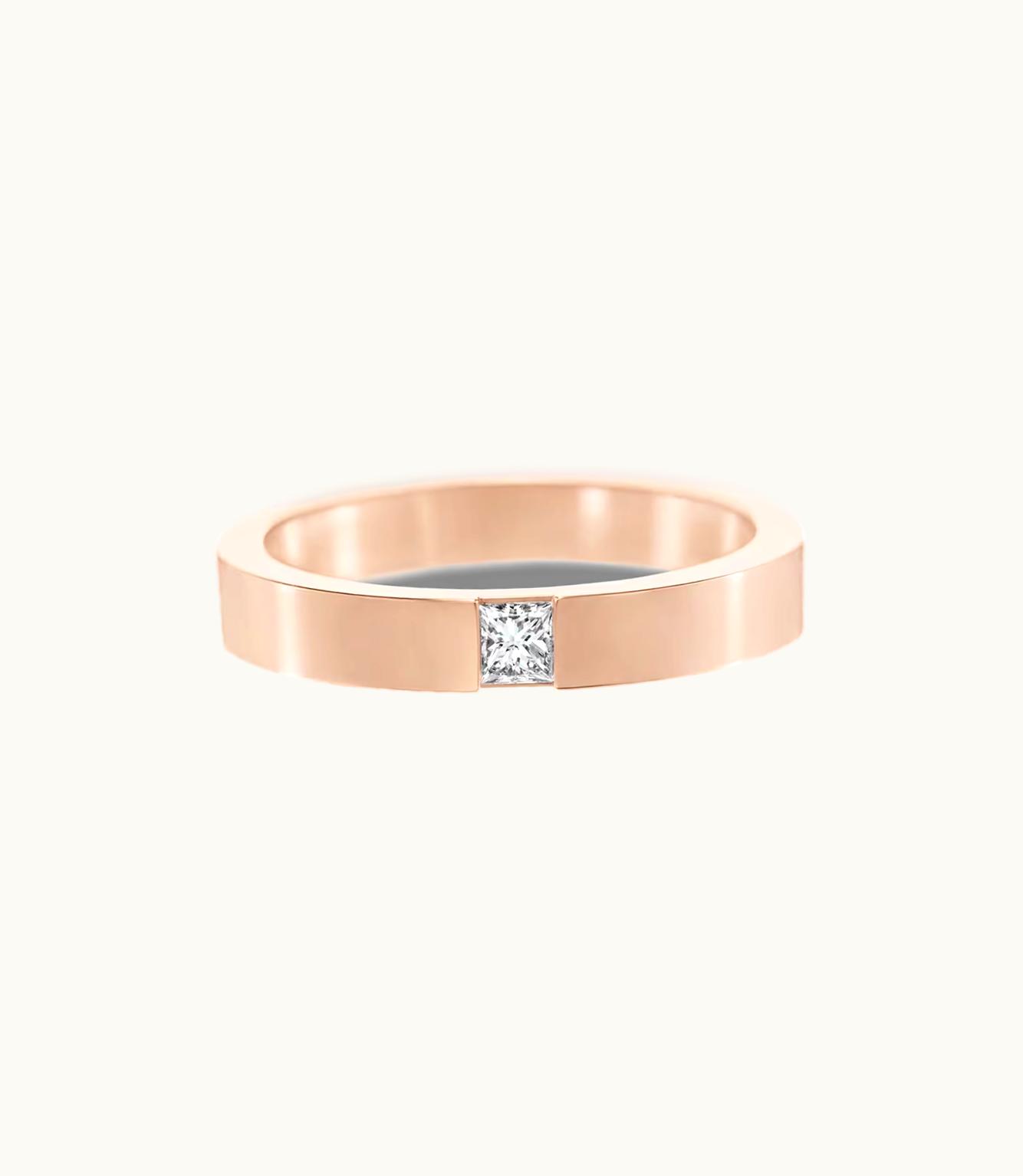 Harry Winston Princess-Cut Single Diamond Wedding Band In Rose Gold