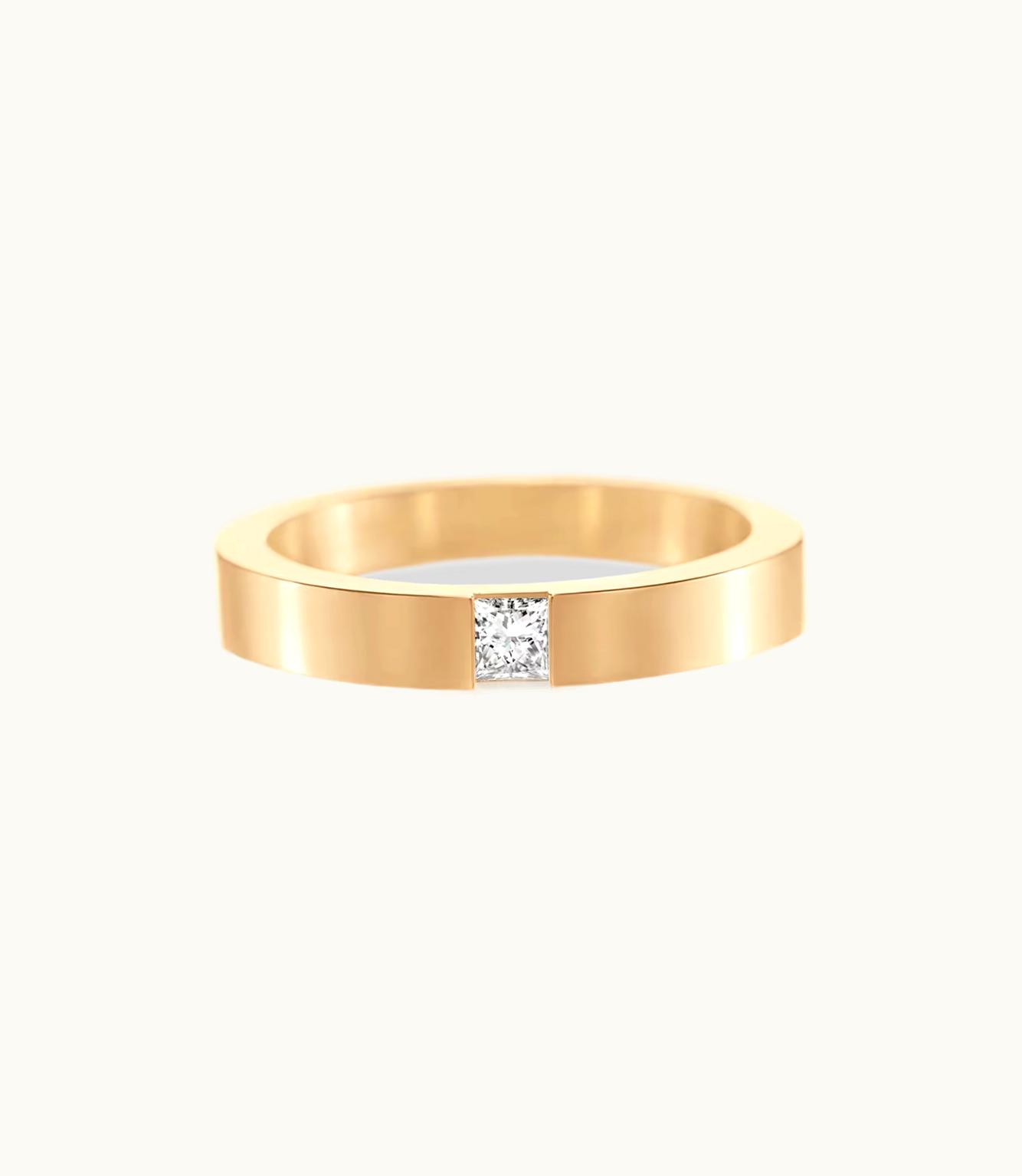 Harry Winston Princess-Cut Single Diamond Wedding Band In Yellow Gold