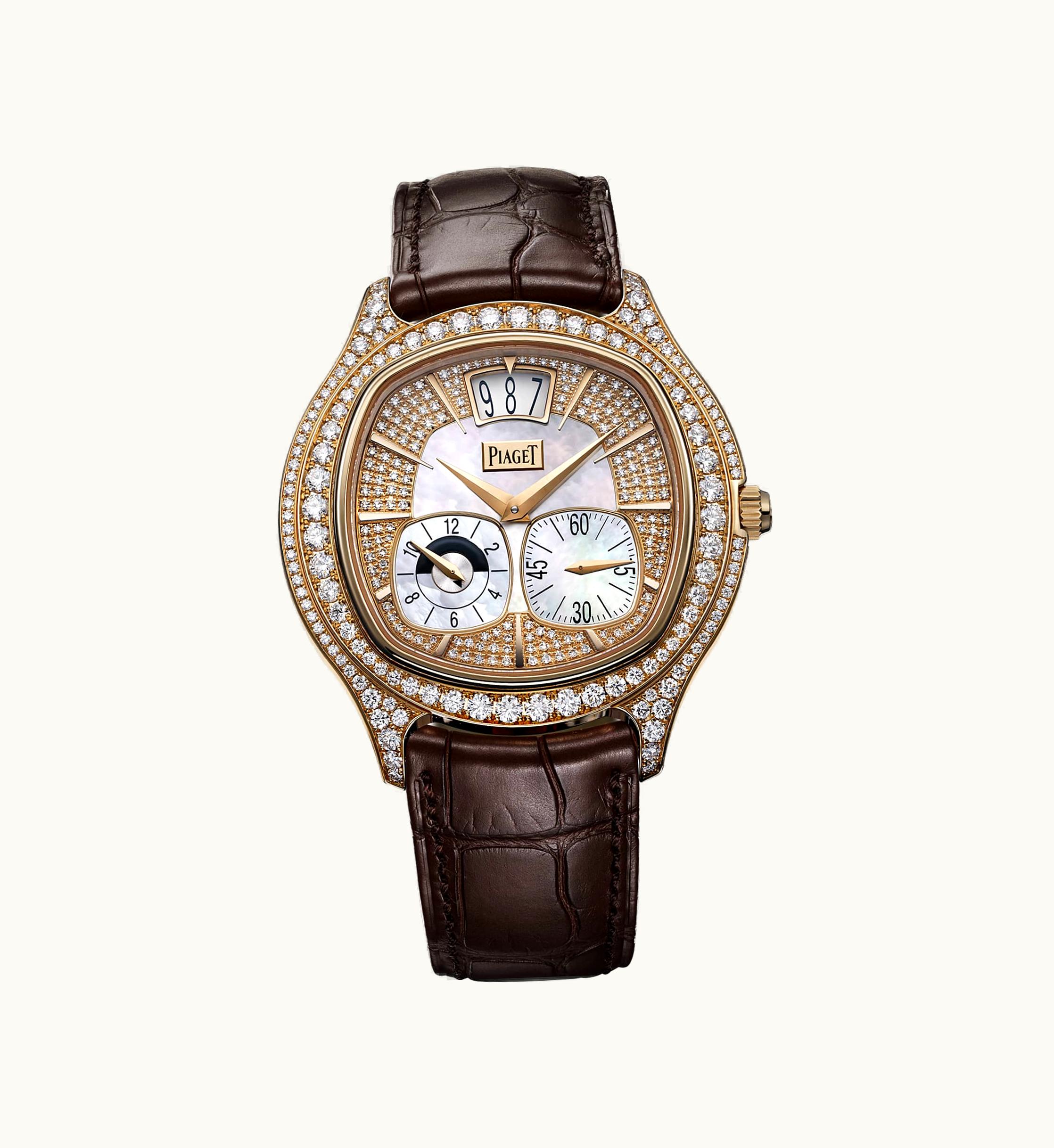 Piaget Piaget Piaget Polo Emperador Dual Time Watch Rose Gold, Diamond,Pearl,Sapphires, 75.8 g