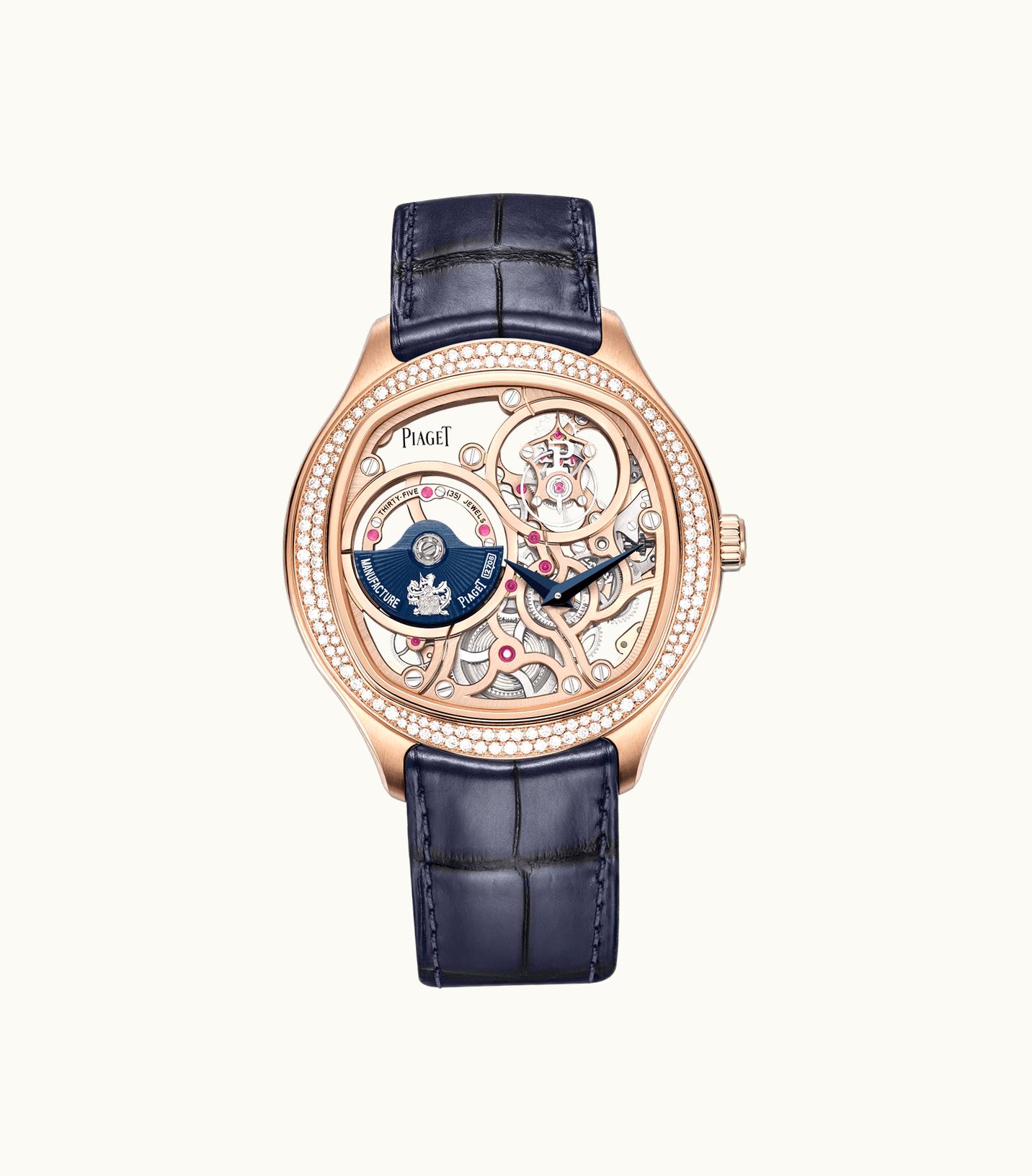 Piaget Piaget Piaget Polo Emperador Skeleton Tourbillon Watch Rose Gold,Platinum,Gold Diamond,Sapphires, 108.81 g