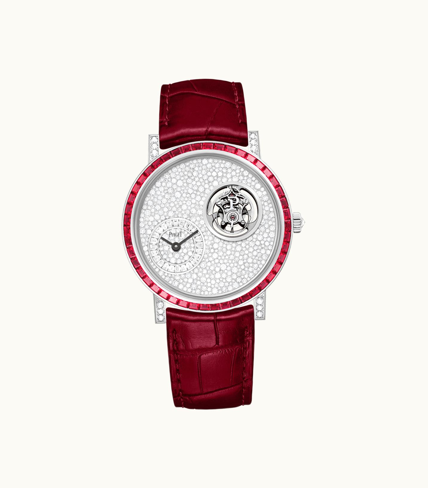 Piaget Altiplano Tourbillon High Jewellery Watch White Gold,Gold Diamond,Rubies,Sapphires, 66.63 g