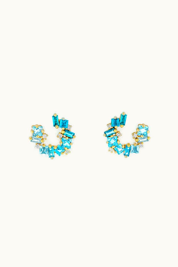 Suzanne Kalan Suzanne Kalan Nadima Light Blue Ombre Mini Spiral Hoops UZ0180270
