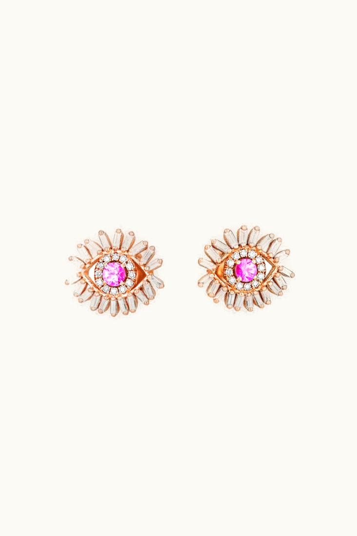 Suzanne Kalan Suzanne Kalan Evil Eye Mini Pink Sapphire Studs UZ0180462