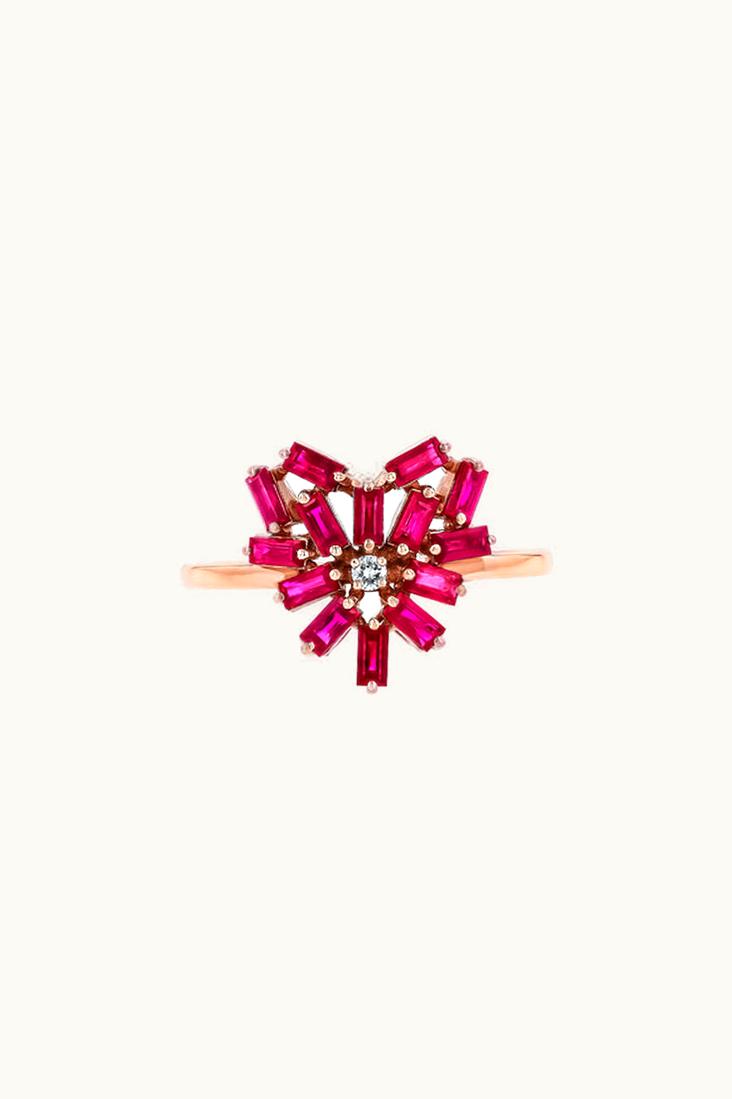 Suzanne Kalan Suzanne Kalan Ruby Small Curved Heart Ring UZ0180475