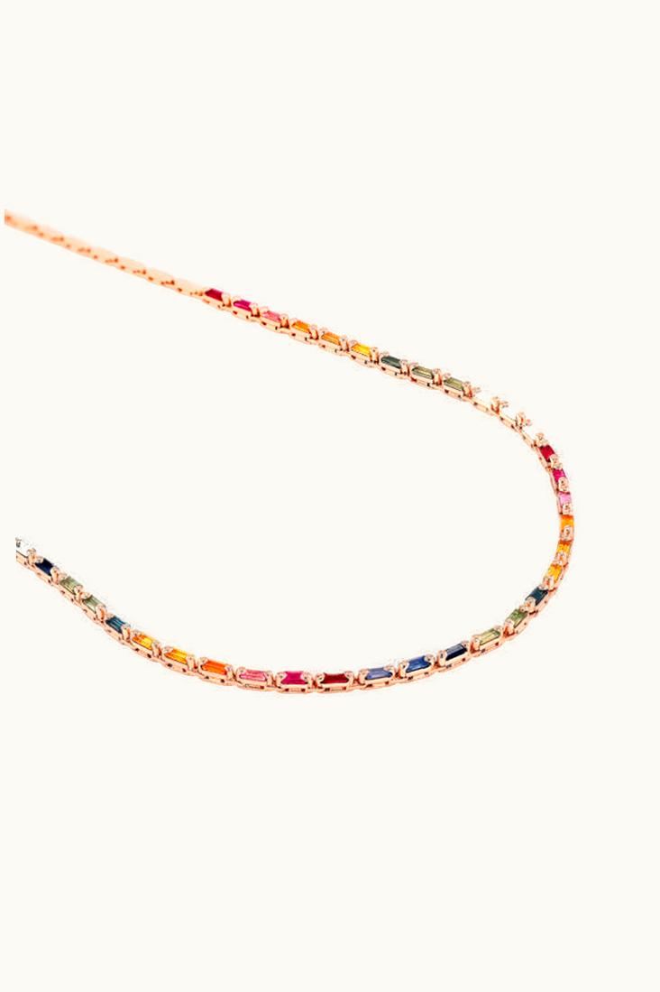 Suzanne Kalan Suzanne Kalan Linear Half Rainbow Sapphire Tennis Necklace UZ0181113
