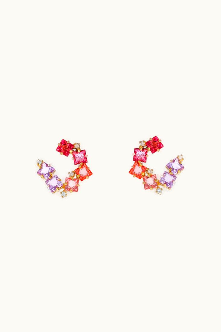 Suzanne Kalan Suzanne Kalan Amalfi Clover Pink Mix Sideways Hoops UZ0181338