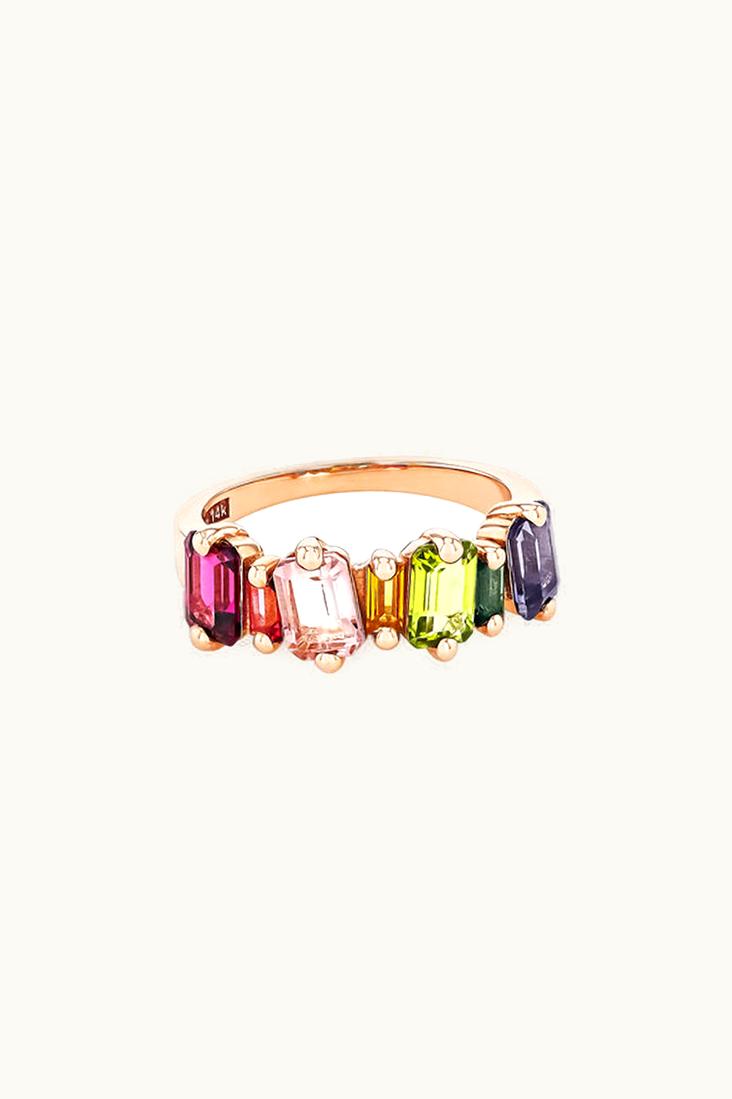 Suzanne Kalan Suzanne Kalan Ann Emerald Cut Rainbow Half Band UZ0181364