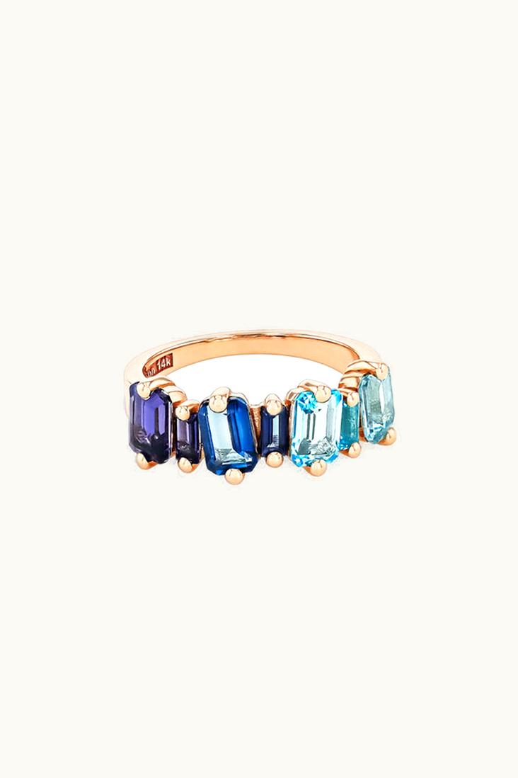 Suzanne Kalan Suzanne Kalan Ann Emerald Cut Blue Ombre Half Band UZ0181365