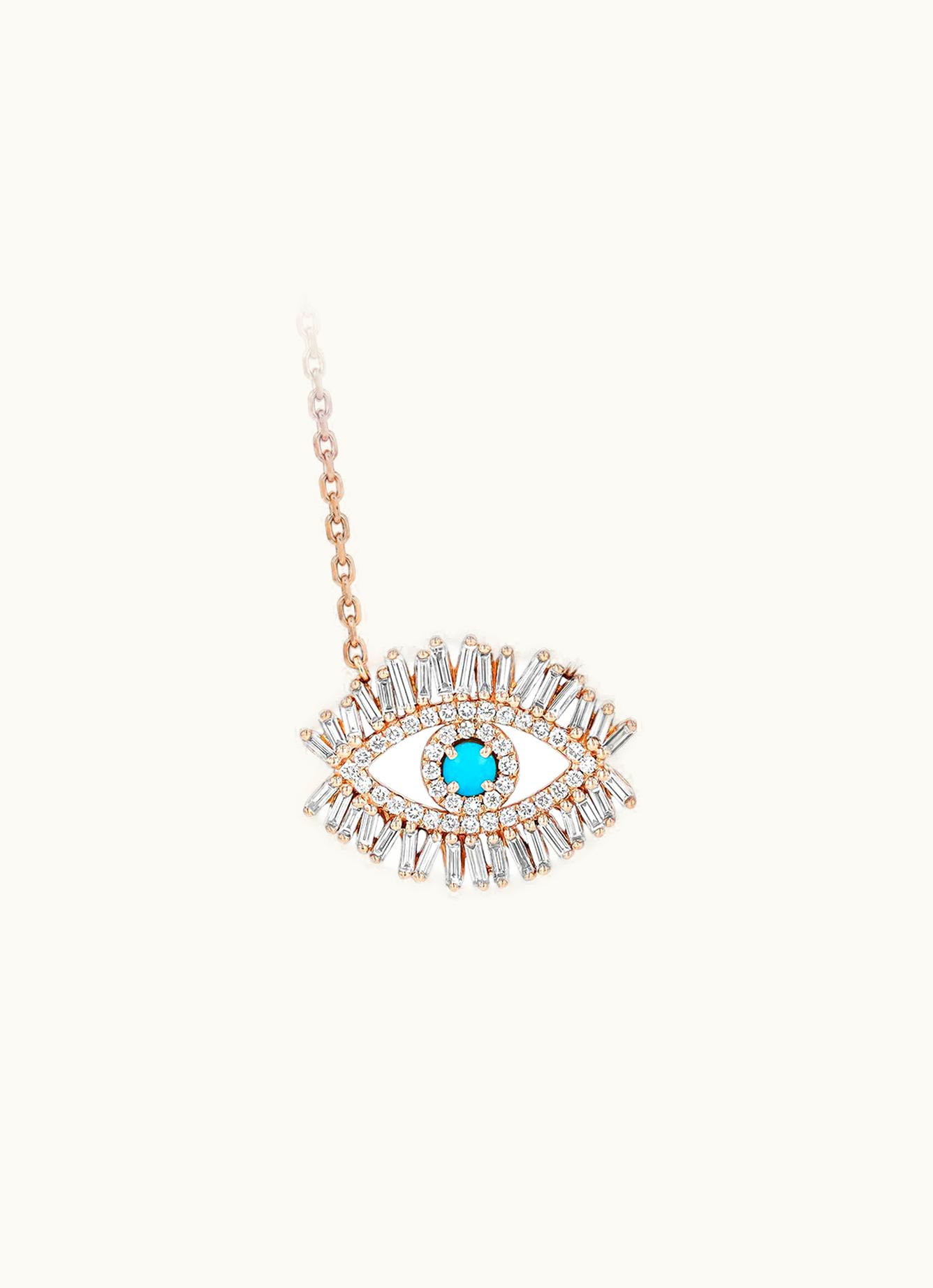 Suzanne Kalan Suzanne Kalan Medium Evil Eye Turquoise Half Diamond Pendant UZ0181480