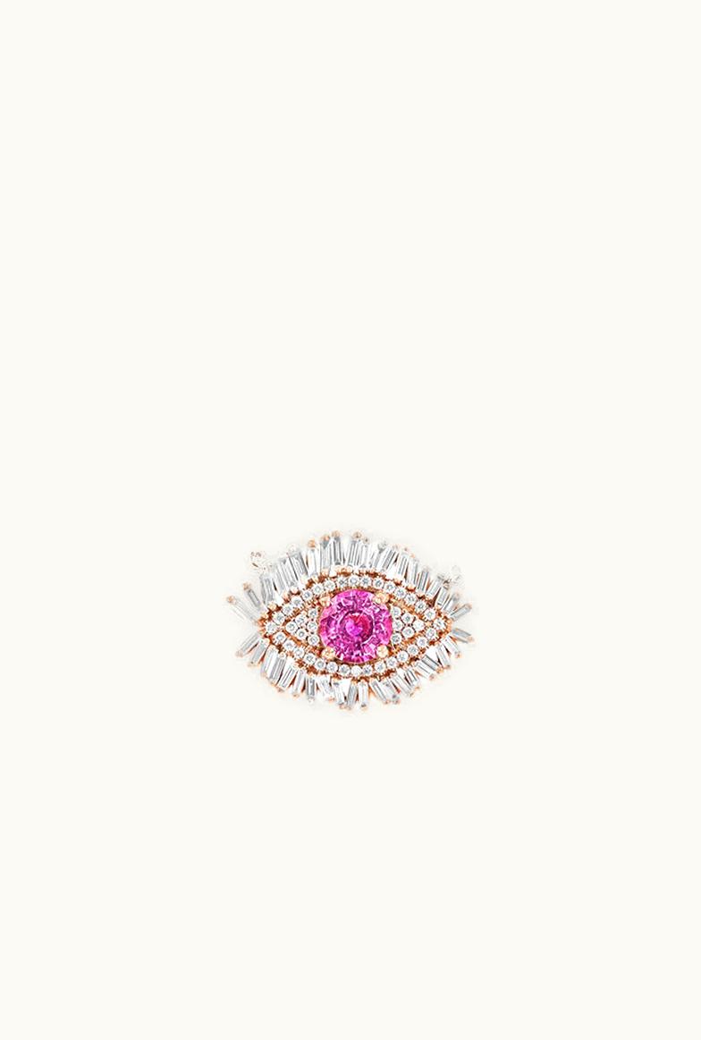 Suzanne Kalan Large Evil Eye Pink Sapphire Full Diamond Pendant UZ0181489