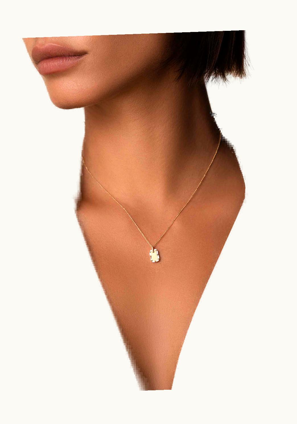 Suzanne Kalan Suzanne Kalan Golden Mini Dog Tag Diamond Pendant UZ0181516