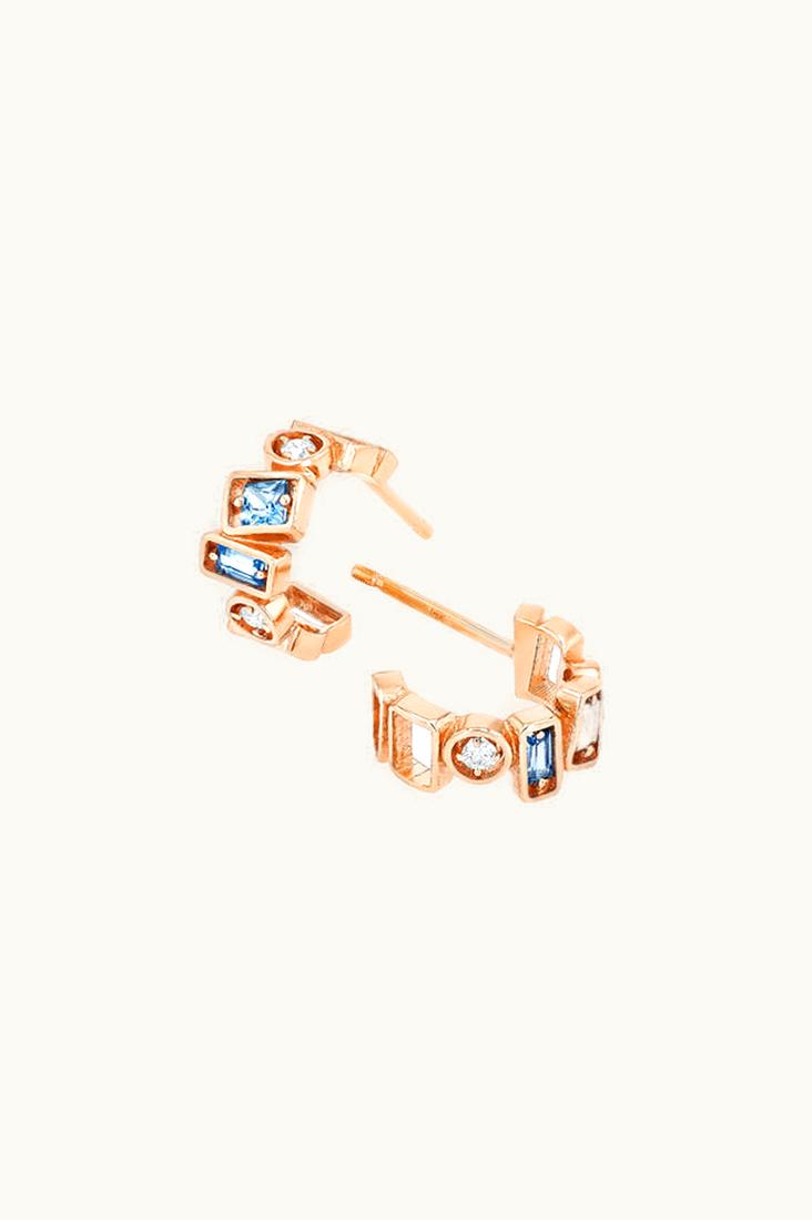 Suzanne Kalan Suzanne Kalan Inlay Light Blue Sapphire Mini Hoops UZ0181602