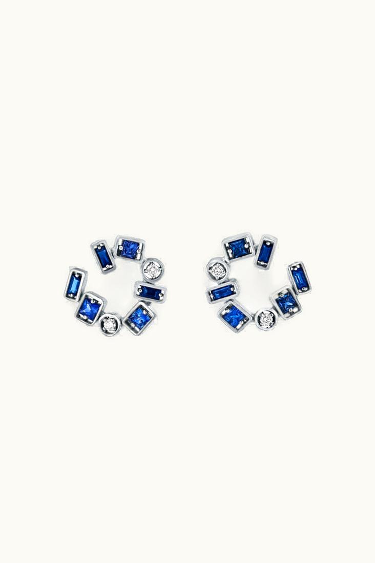 Suzanne Kalan Suzanne Kalan Inlay Dark Blue Sapphire Sideways Hoops UZ0181640